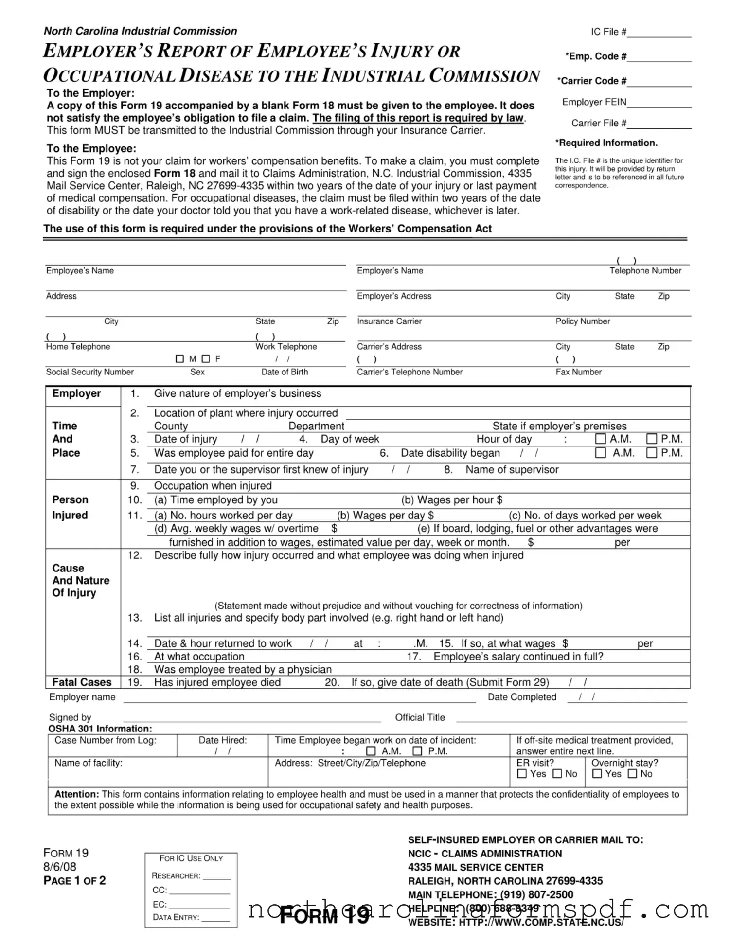 Fill a Valid 19 North Carolina Form