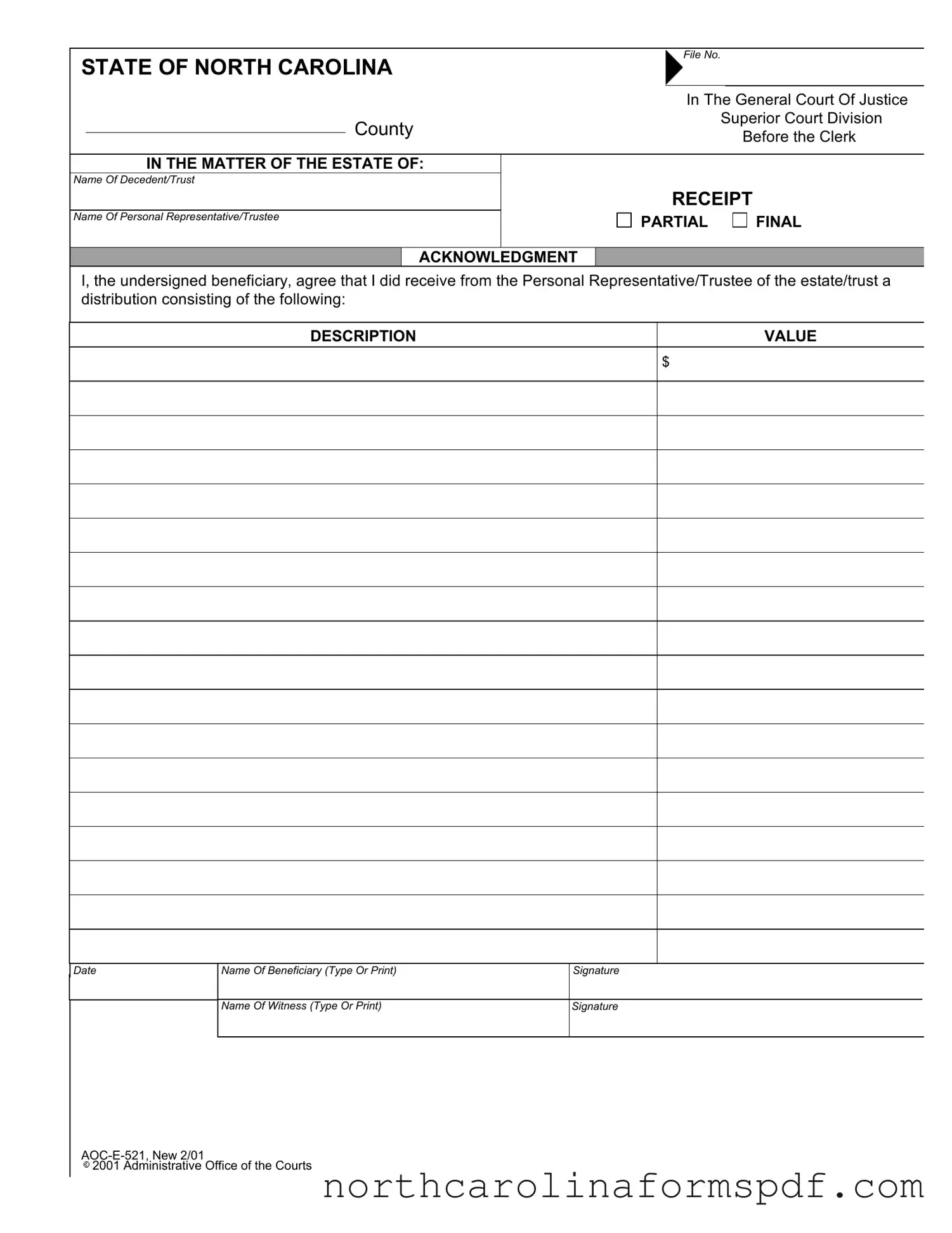 Fill a Valid Aoc E 521 Form
