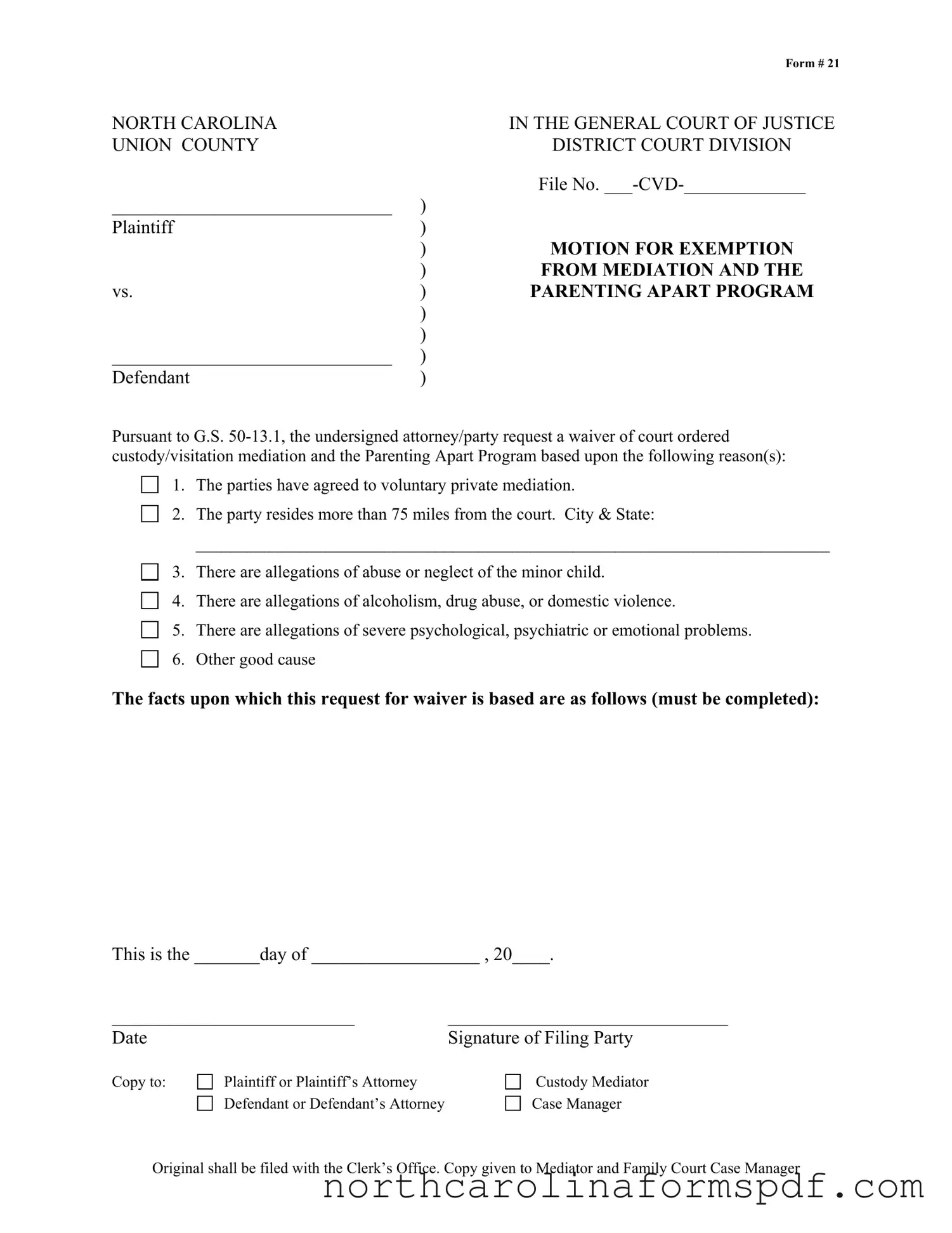 Fill a Valid North Carolina 21 Form