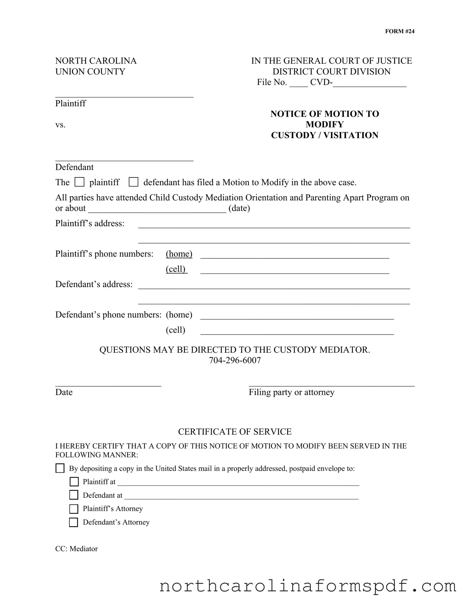 Fill a Valid North Carolina 24 Form