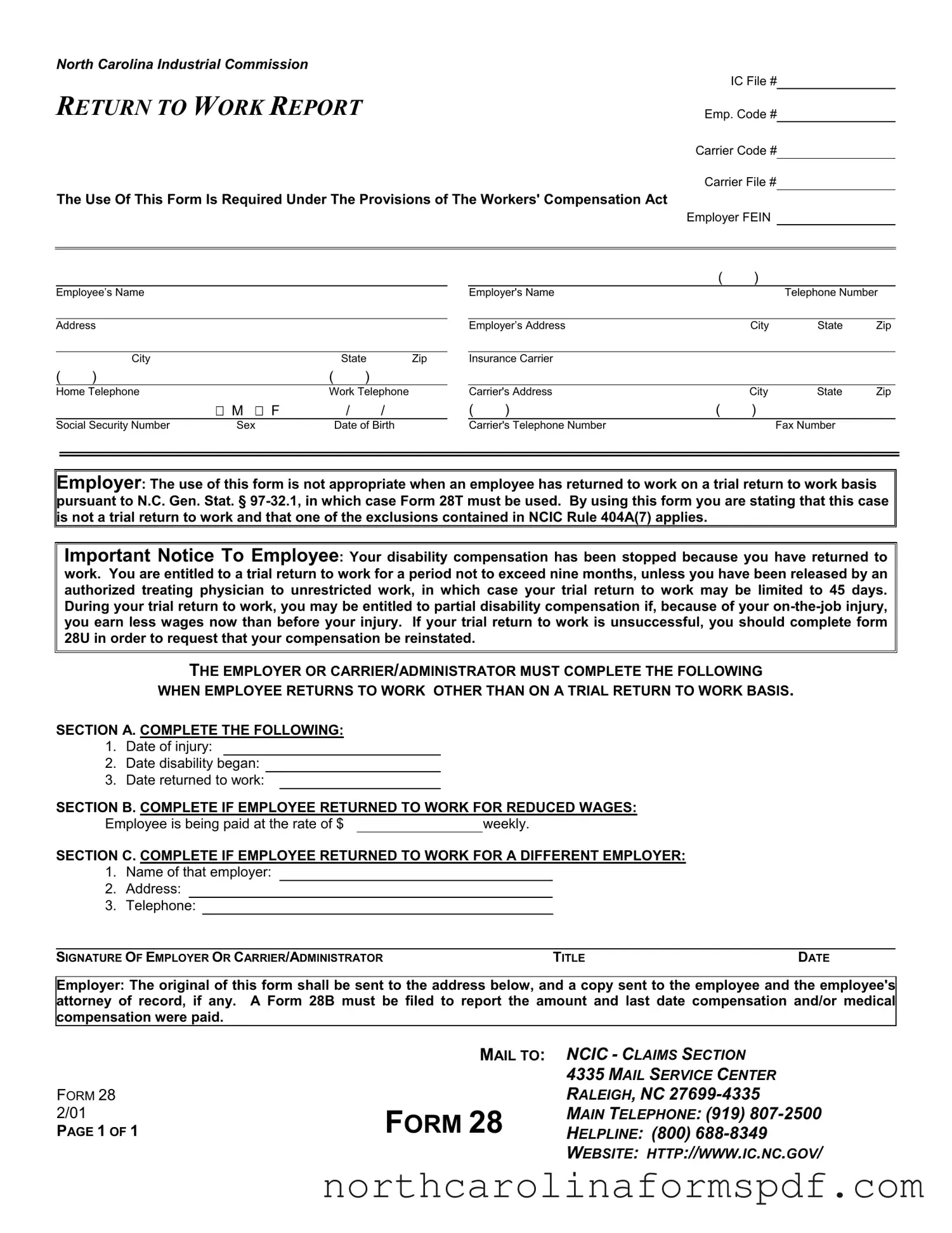 Fill a Valid North Carolina 28 Form