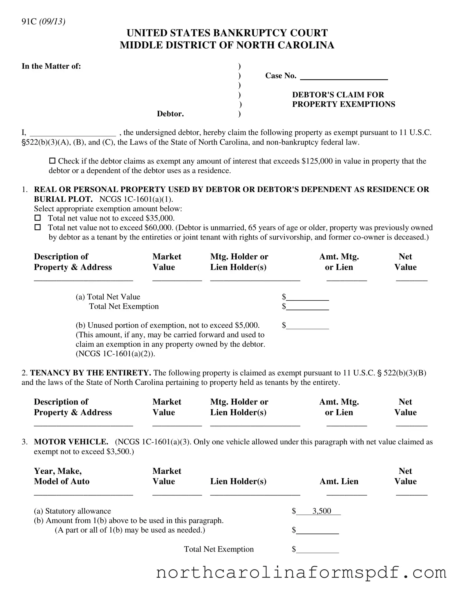 Fill a Valid North Carolina 91C Form