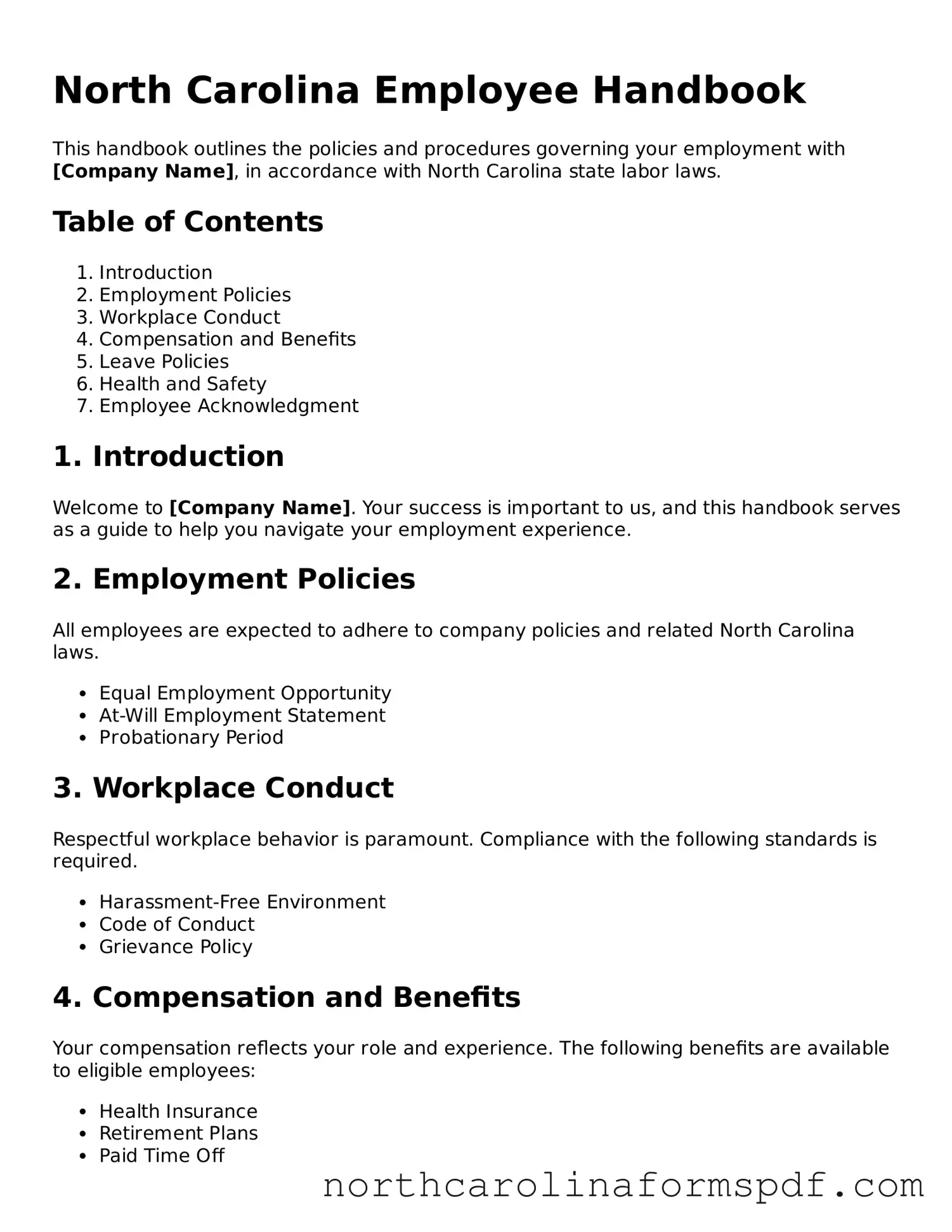 Attorney-Approved North Carolina Employee Handbook Template