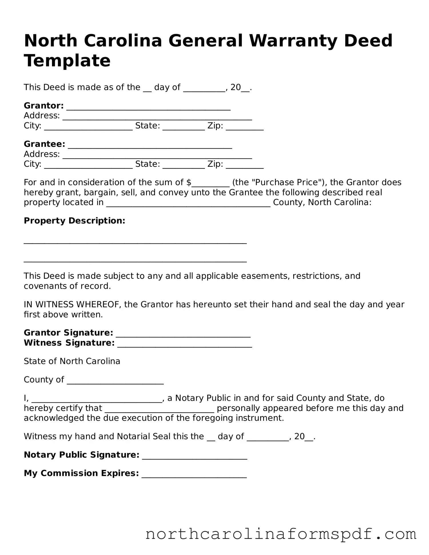 Attorney-Approved North Carolina Deed Template