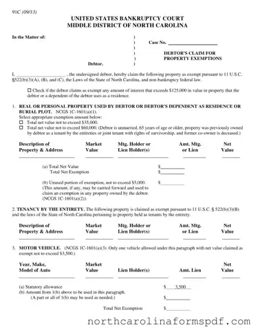 Fill a Valid North Carolina 91C Form
