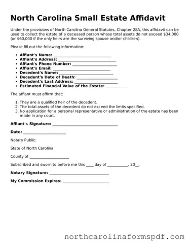 Attorney-Approved North Carolina Small Estate Affidavit Template