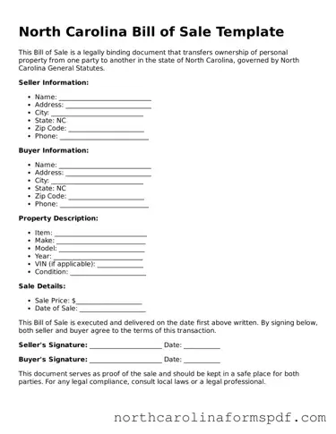 Attorney-Approved North Carolina Bill of Sale Template