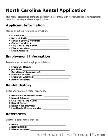 Attorney-Approved North Carolina Rental Application Template