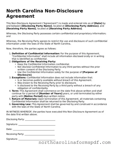 Attorney-Approved North Carolina Non-disclosure Agreement Template