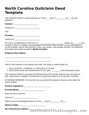 Attorney-Approved North Carolina Quitclaim Deed Template