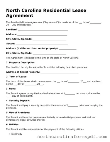 Attorney-Approved North Carolina Residential Lease Agreement Template