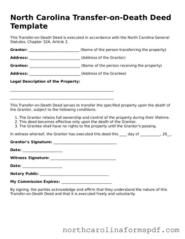 Attorney-Approved North Carolina Transfer-on-Death Deed Template